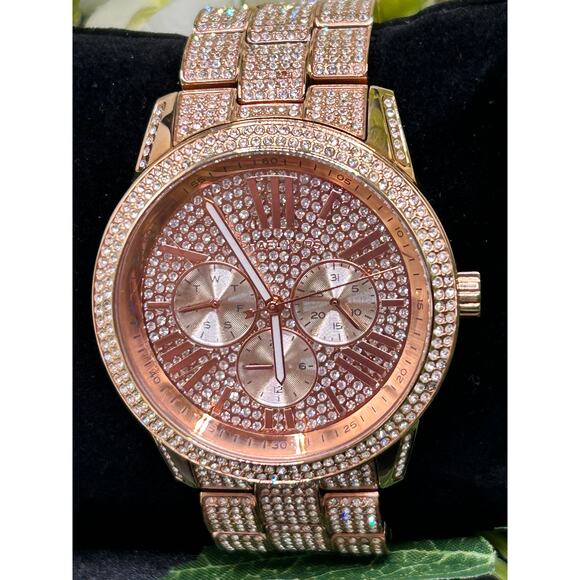 Michael Kors MK6933 Bradshaw Extreme Glitz Rose Gold Pave Chain Link Watch main image 7
